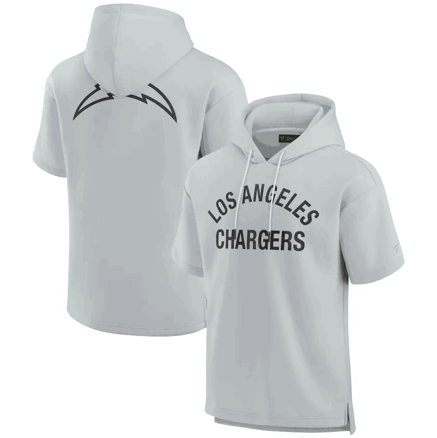 Men's Los Angeles Chargers Gray Super Soft Fleece Short Sleeve Hoodie